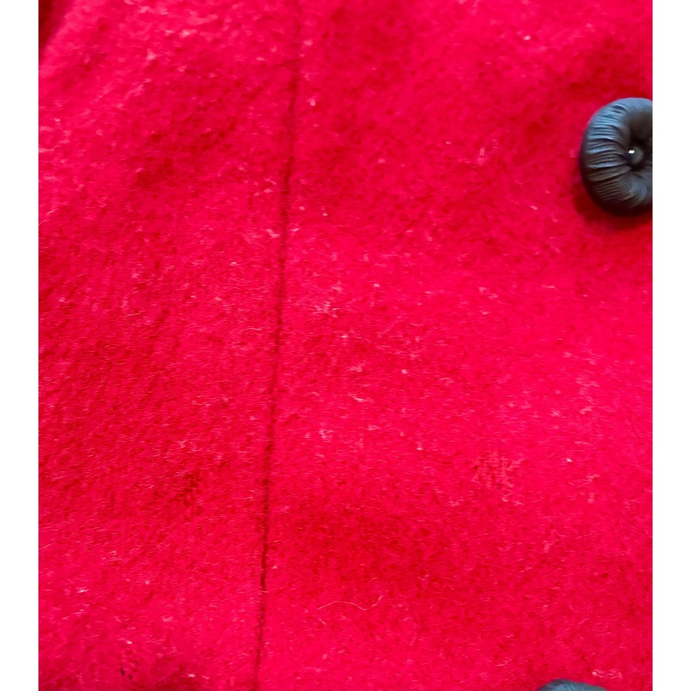 Vintage Rothschild Girls Size 4 Red 100% Wool Coat Black Velvet Bow Holiday - Picture 5 of 13